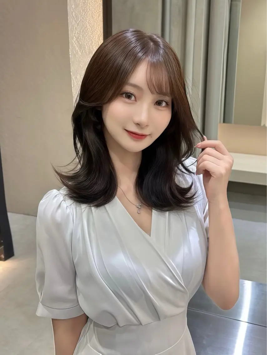セミロング 縮毛矯正 トリートメント カット ヘアカラー トリートメント 🫧髪質改善 講師🫧🍎幹細胞のヘアスタイル