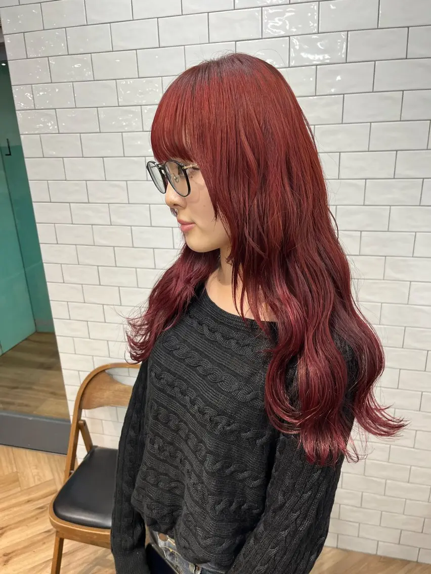ロング カラー ヘアカラー もり まりものヘアスタイル