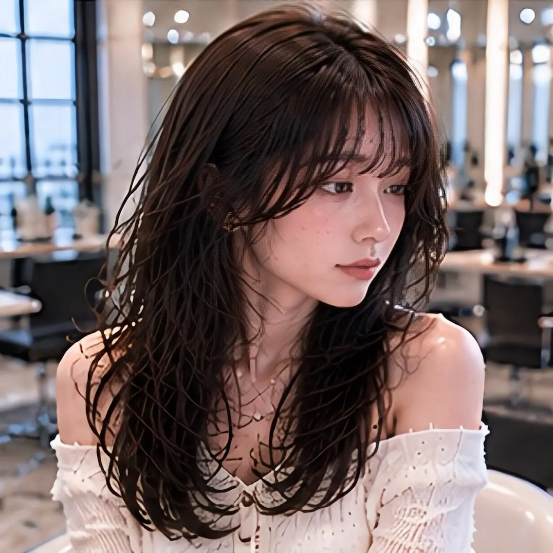 ロング カラー カット ヘアカラー 縮毛矯正 縮毛矯正/レイヤー/ 前髪カット/おばかんのヘアスタイル