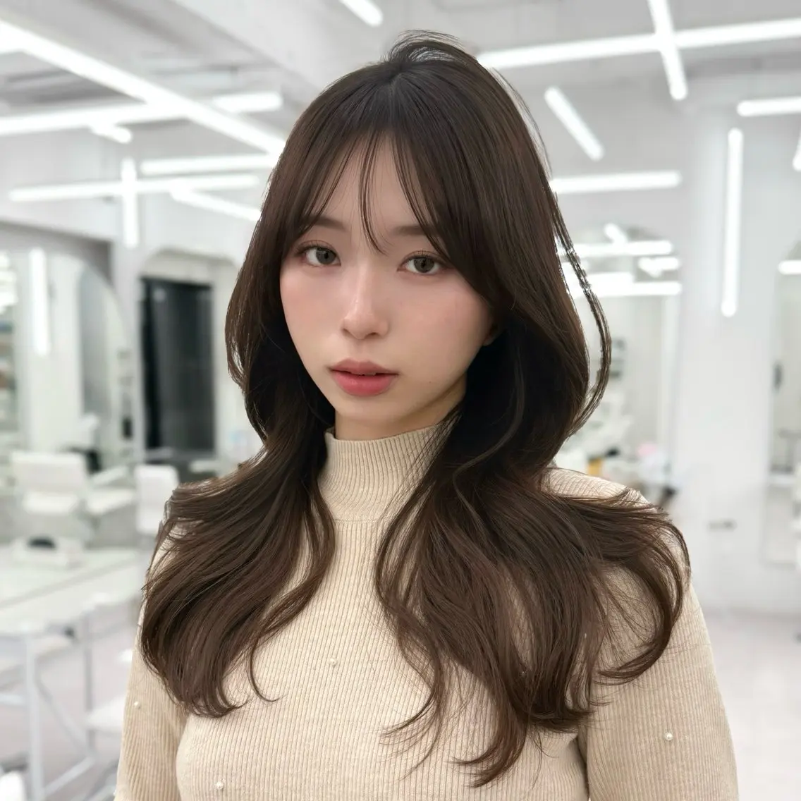 ロング カラー 透明感カラー 韓国風ヘア レイヤーカット 似合わせカット カット ヘアカラー トリートメント 韓国レイヤー× 顔まわり🕊️テルのヘアスタイル