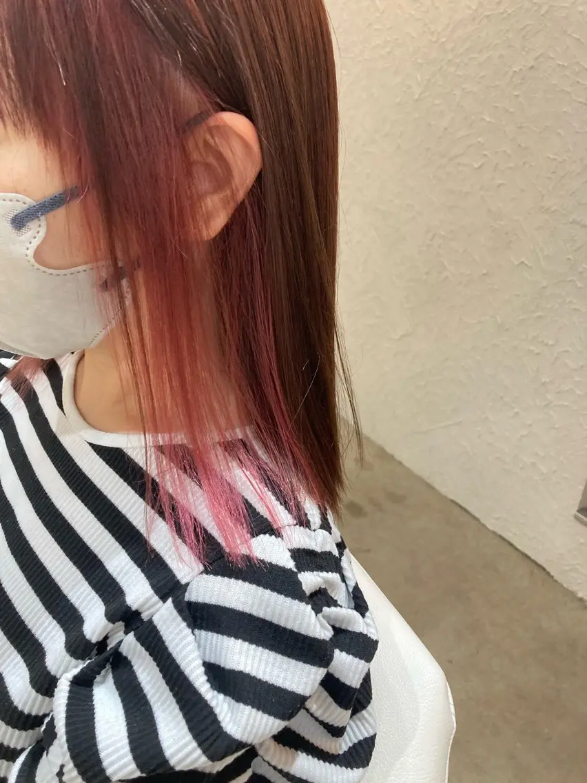 カラー ブリーチ ピンクカラー 川崎ハツメイ✨篠原 裕里のヘアスタイル