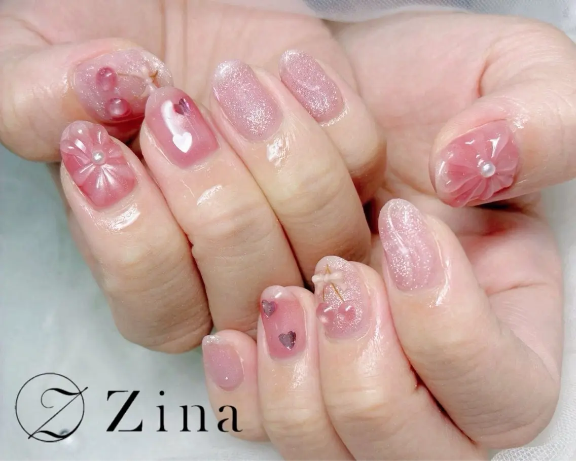 ミディアム ハンドネイル 自爪育成/zina/ KIMIのネイルデザイン
