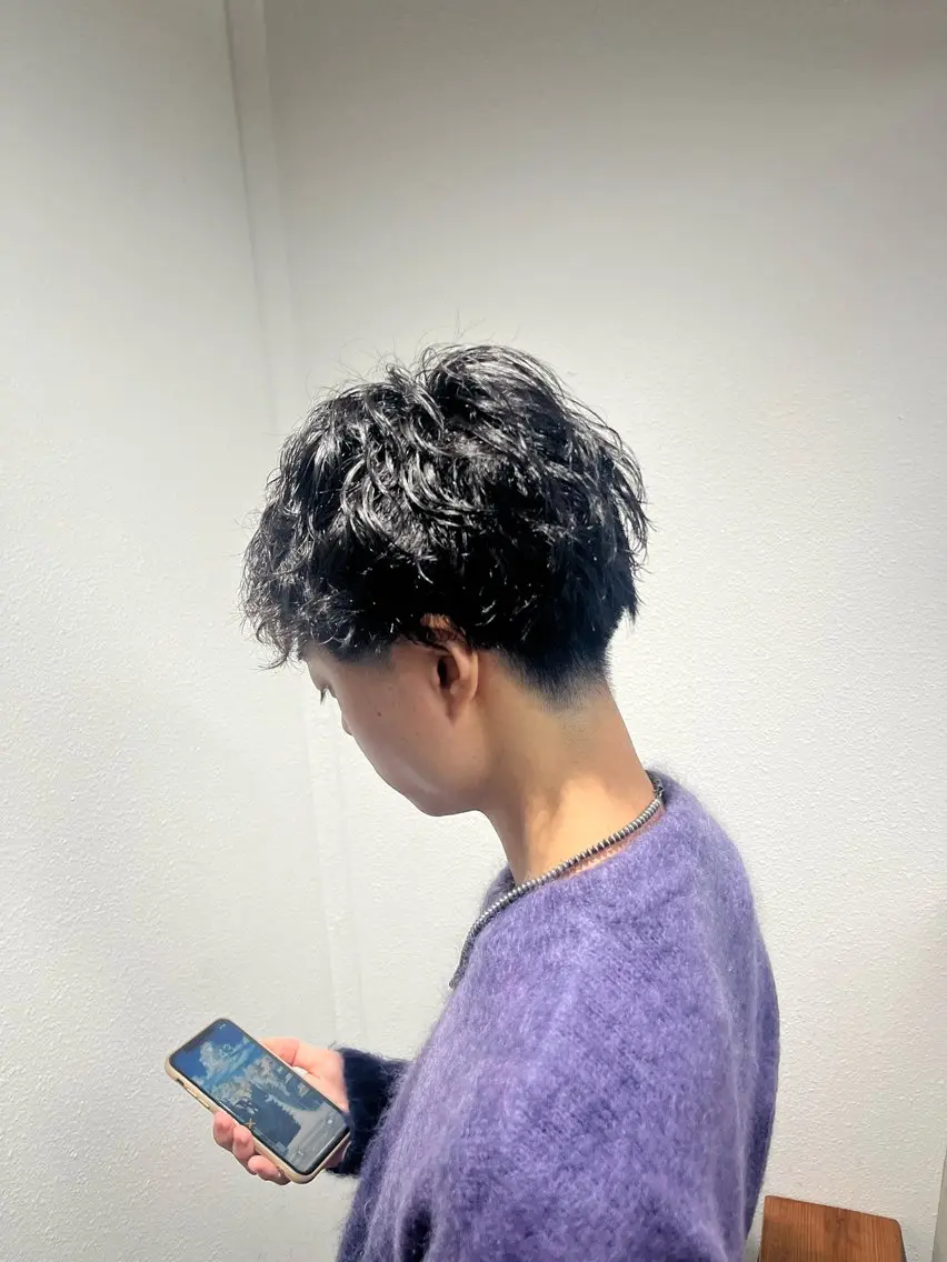 ショート パーマ メンズ カット パーマ トリートメント 松下 倫子のヘアスタイル