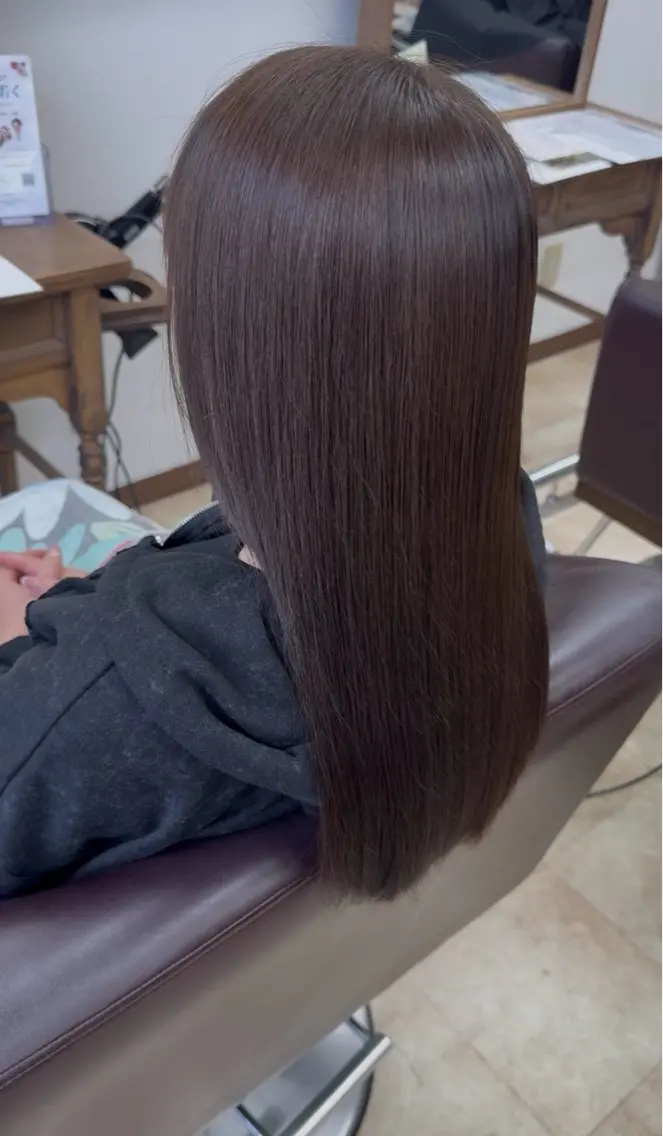 ロング カラー ブラウンカラー 髪質改善 ヘアカラー 上村華女 髪質改善カラーのヘアスタイル