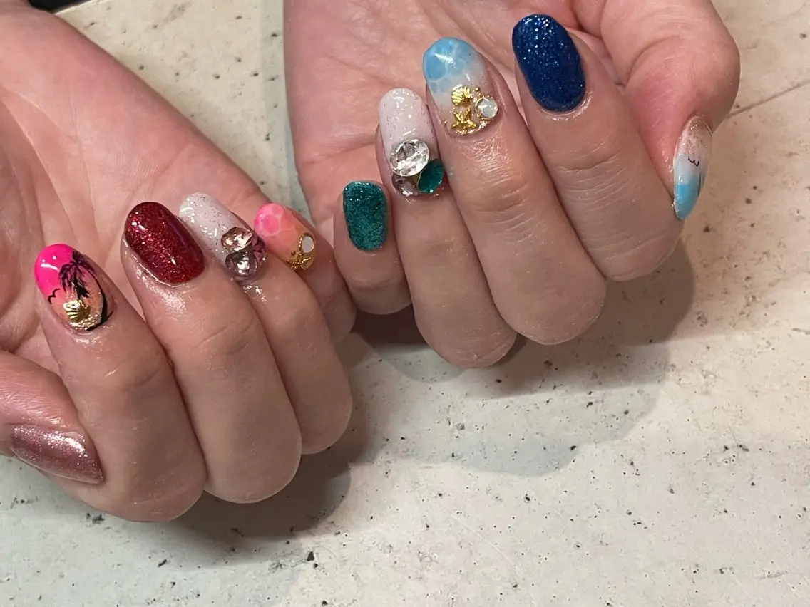ネイル ハンドネイル 韓国/ワンホン/長さ 出しつけ放題🎀のネイルデザイン