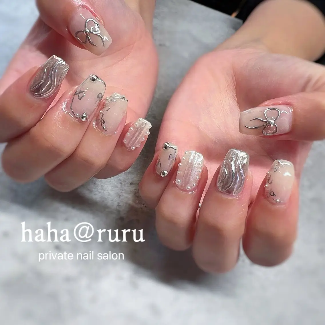 ネイル リボン haha@ ruruのネイルデザイン