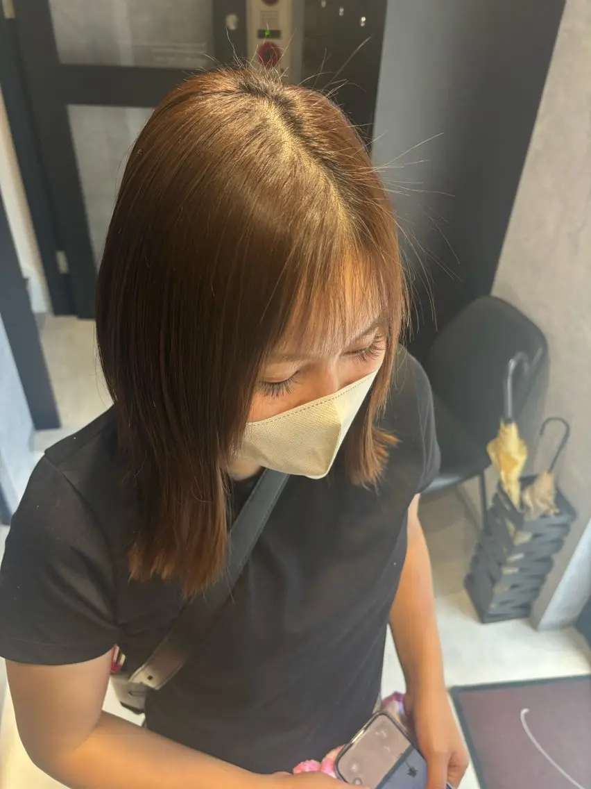 ミディアム 縮毛矯正 長橋 ももかのヘアスタイル