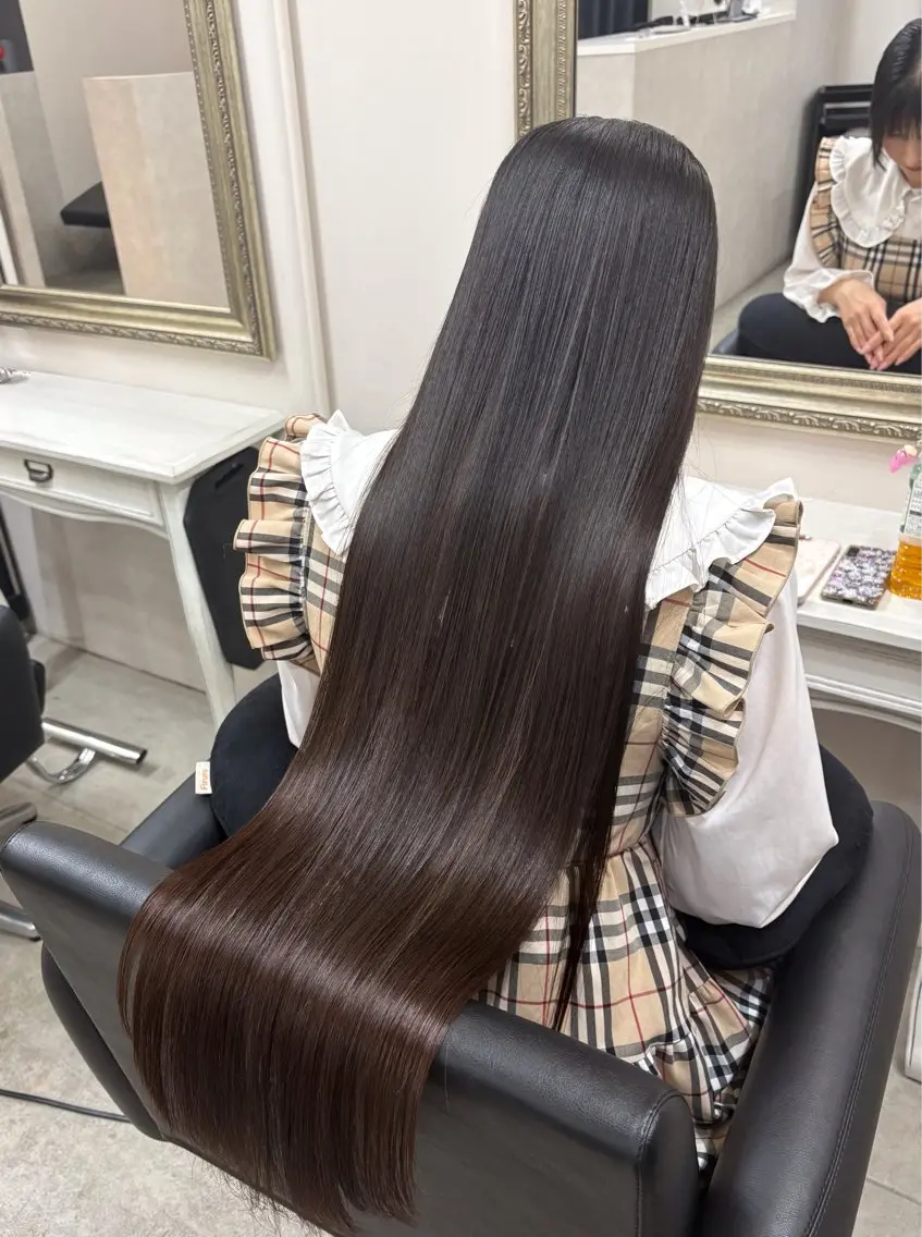 ロング カット 縮毛矯正 トリートメント 💎艶カラー+美髪 +髪質改善💎のヘアスタイル