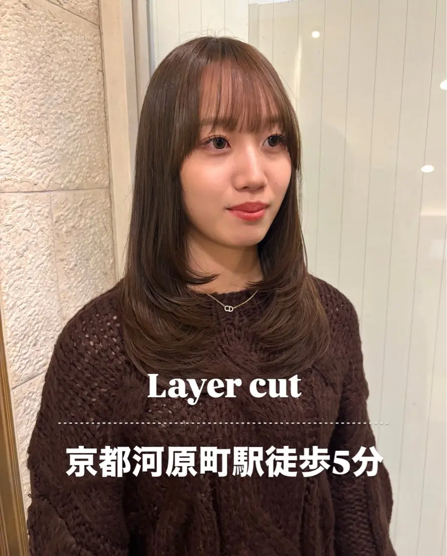 セミロング カラー カット ヘアカラー トリートメント レイヤー/髪質改善/ 暖色カラー/亀田乃愛のヘアスタイル