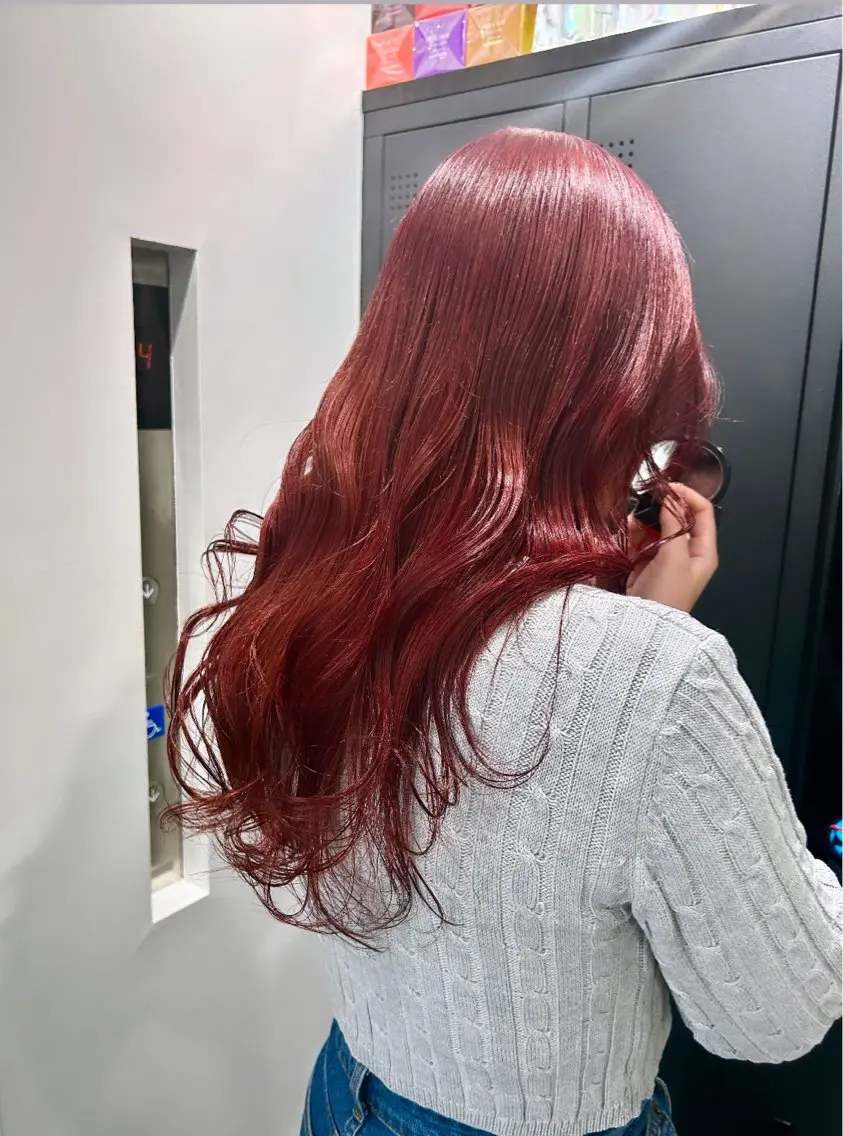 ロング カラー ブリーチ レッドカラー 🎀ヘアセット透明感 /REINA🎀のヘアスタイル