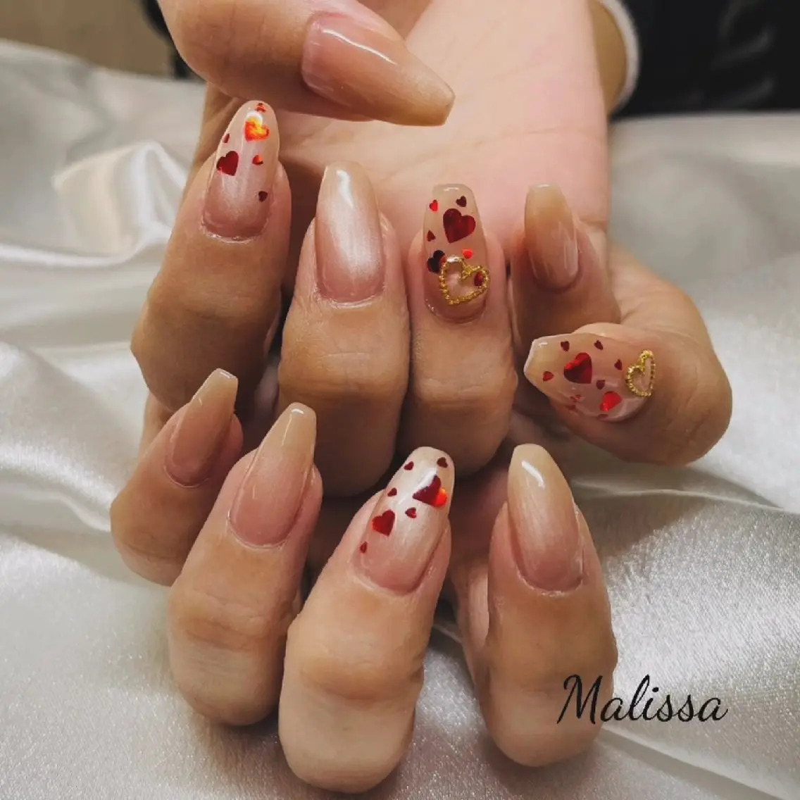 ネイル ジェルネイル ハート パラジェル Malissa　 スカルプ&深爪歓迎◎のネイルデザイン