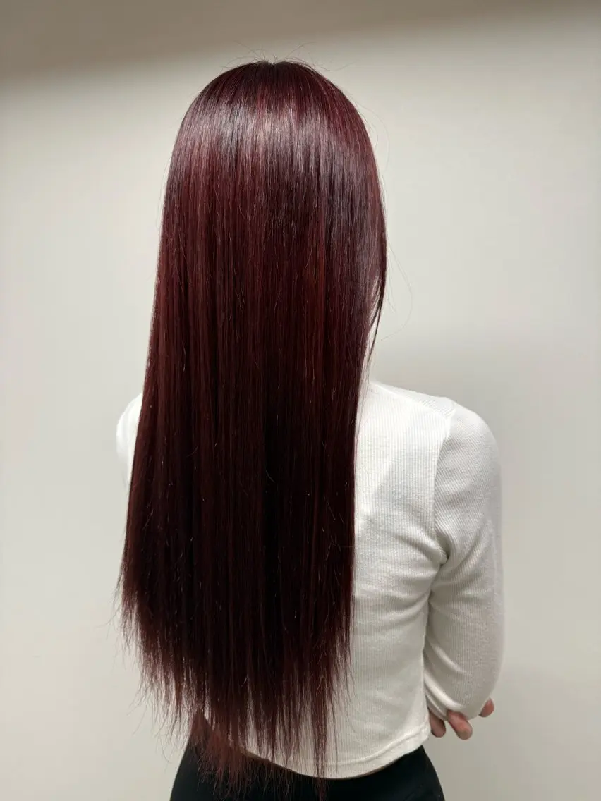 ロング カラー ブリーチ レッドカラー 木村 響のヘアスタイル