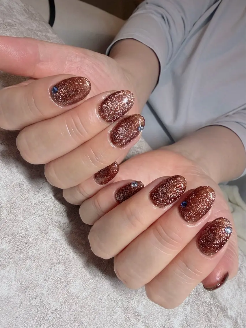 ネイル ブラウン ハンドネイル ハンドケア Amy nail care salonのネイルデザイン