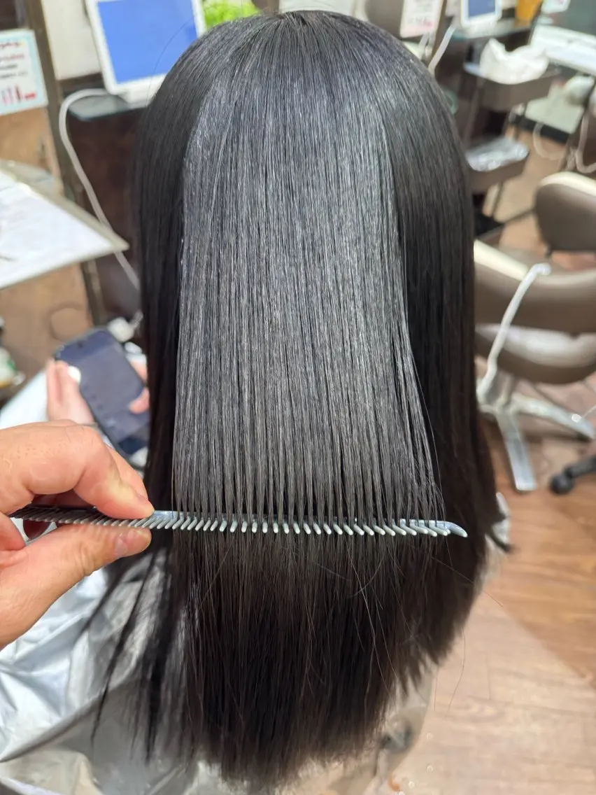 ロング 酸性ストレート 縮毛矯正 稲村 toshiのヘアスタイル