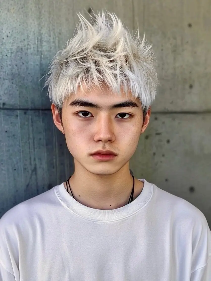 ショート カラー メンズ キッズ カット ヘアカラー パーマ ヘアセット メンズハイトーン メンズバレイヤージュのヘアスタイル