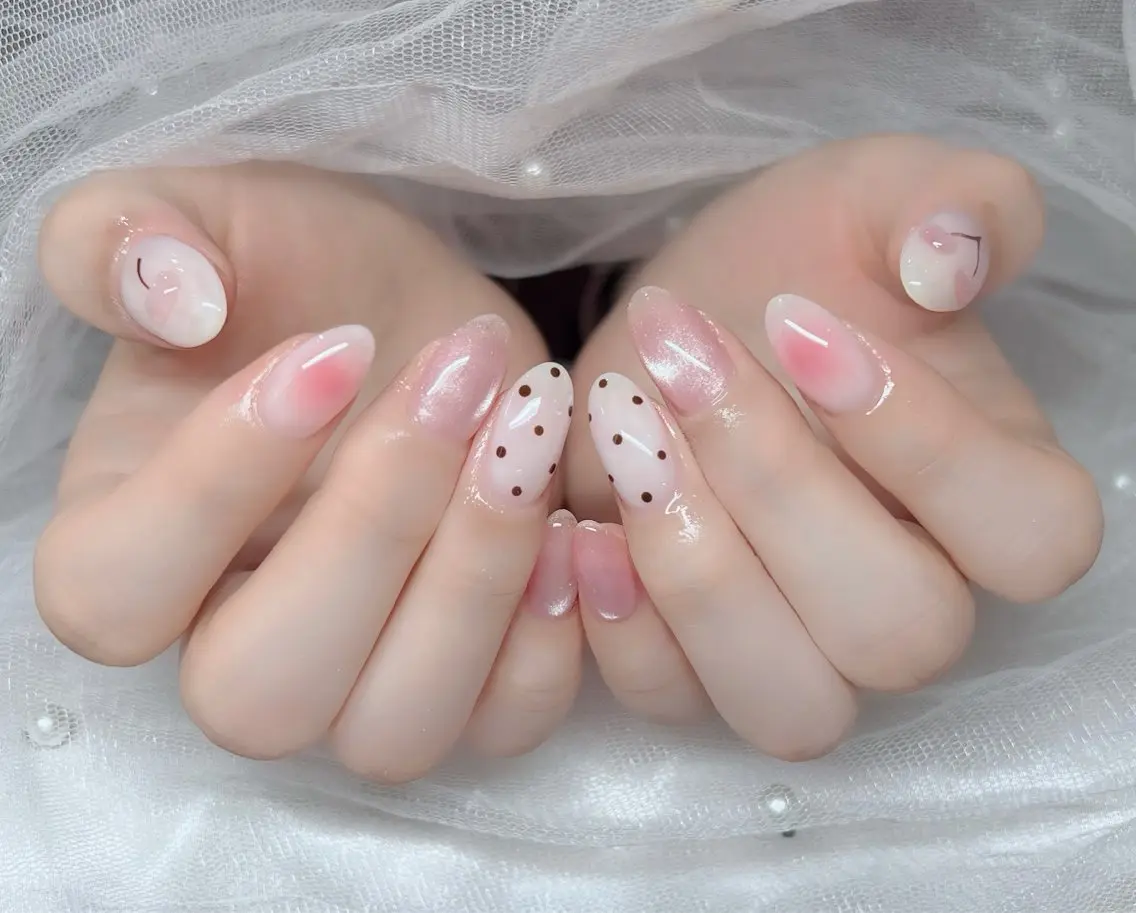 ネイル ハンドネイル 🎀PG🩵 ネイルサロンのネイルデザイン