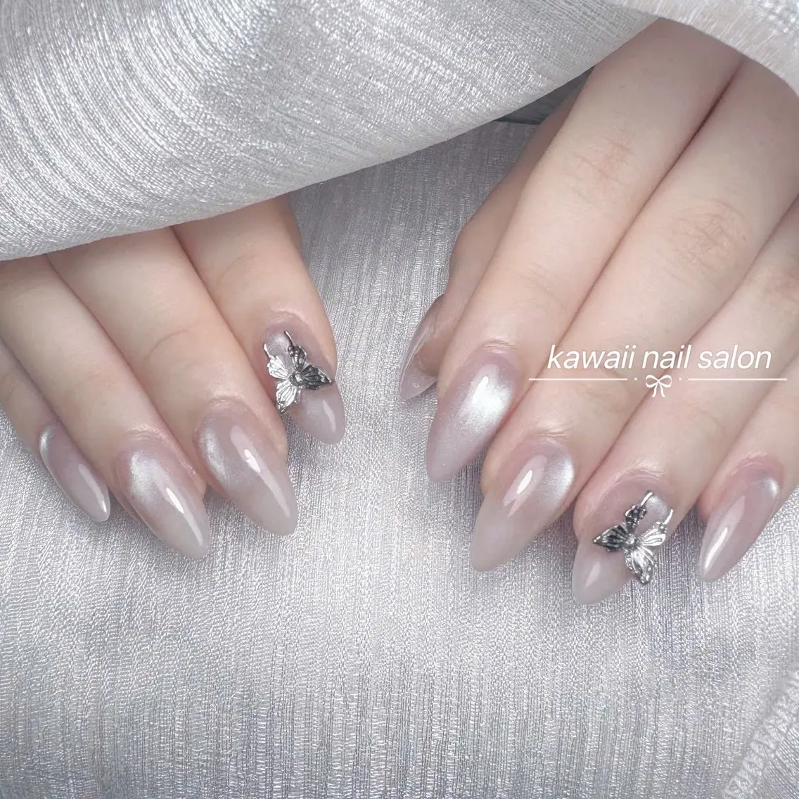 ネイル ドット フレンチネイル 韓国ネイル マグネットネイル オフィスネイル Kawaii Nail Salonのネイルデザイン