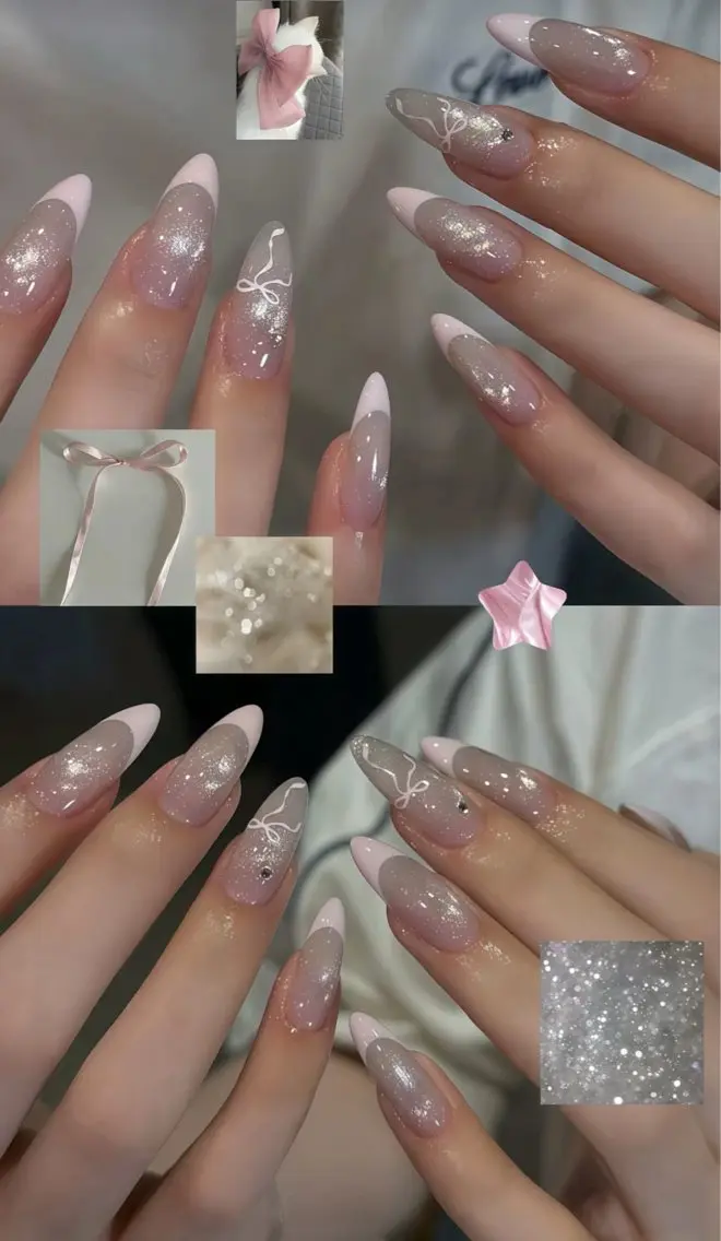 ネイル アートネイル フレンチネイル ジェルネイル キラキラネイル ニュアンスネイル Ryu Nail YukiChanのネイルデザイン