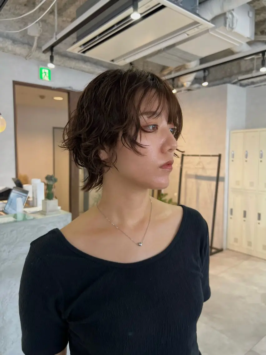 ショート パーマ レイヤーカット ウルフカット ウルフレイヤー ボブ/パーマ 村中　仁人のヘアスタイル