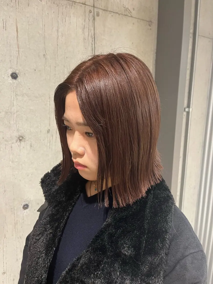ミディアム カラー ヘアアレンジ カット ヘアカラー トリートメント ボブ×艶カラー 特化・リクト💥のヘアスタイル