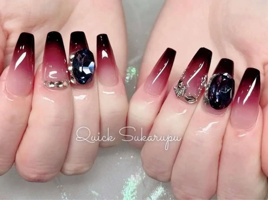 ロング ハンドネイル Quick Sukarupuのネイルデザイン