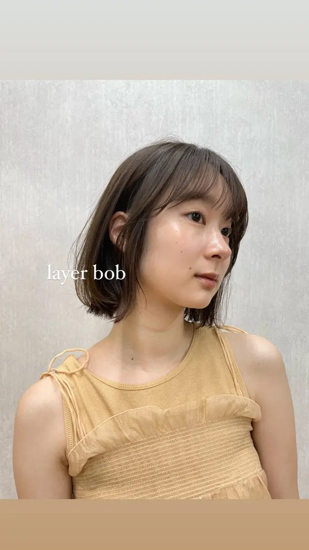 ショート カラー ボブレイヤー ボブ レイヤーカット 顔まわり🥨レイヤー /透明感/水口舞奈のヘアスタイル