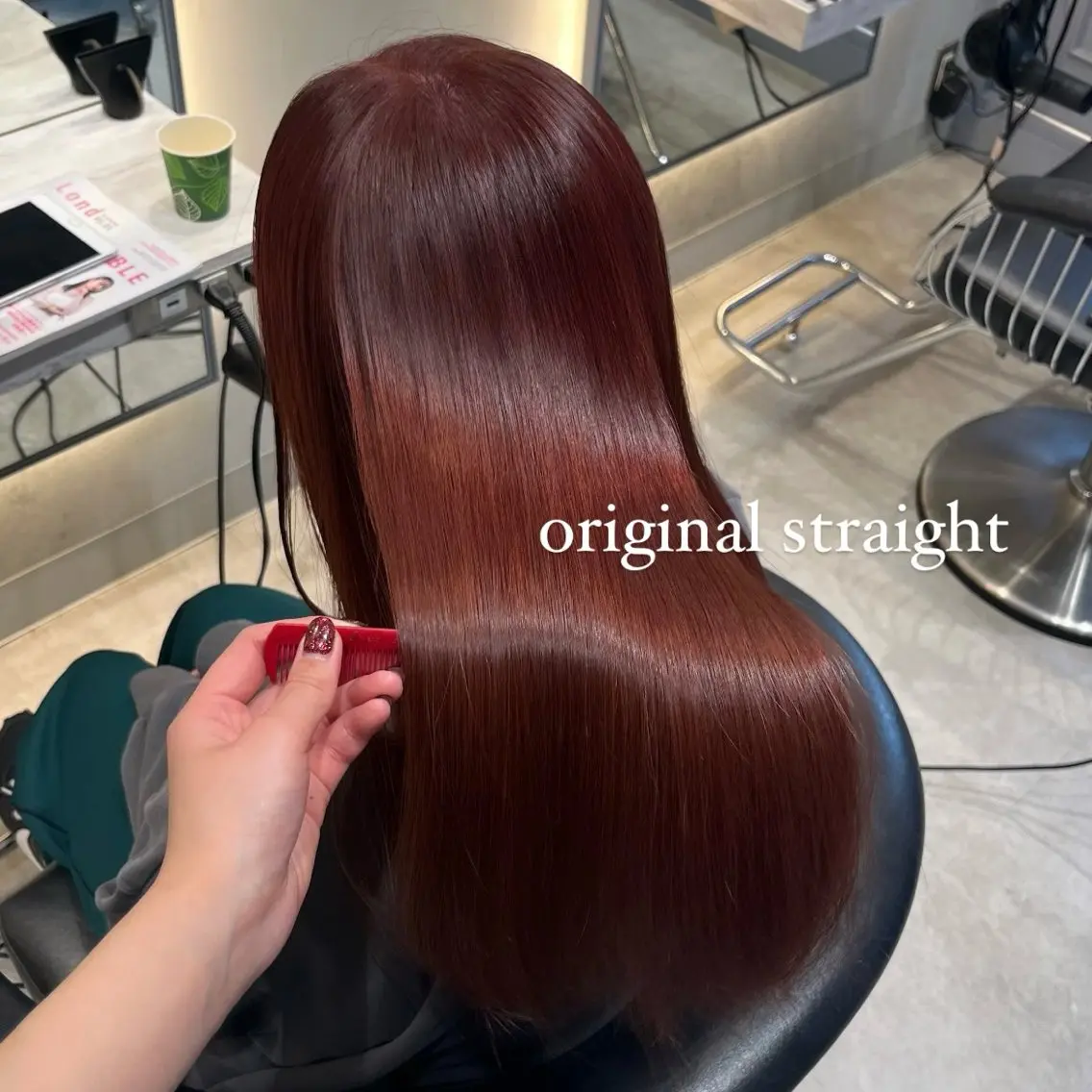 ロング 縮毛矯正 トリートメント 𝙆𝙖𝙞🎀🩶 レイヤー/縮毛矯正のヘアスタイル