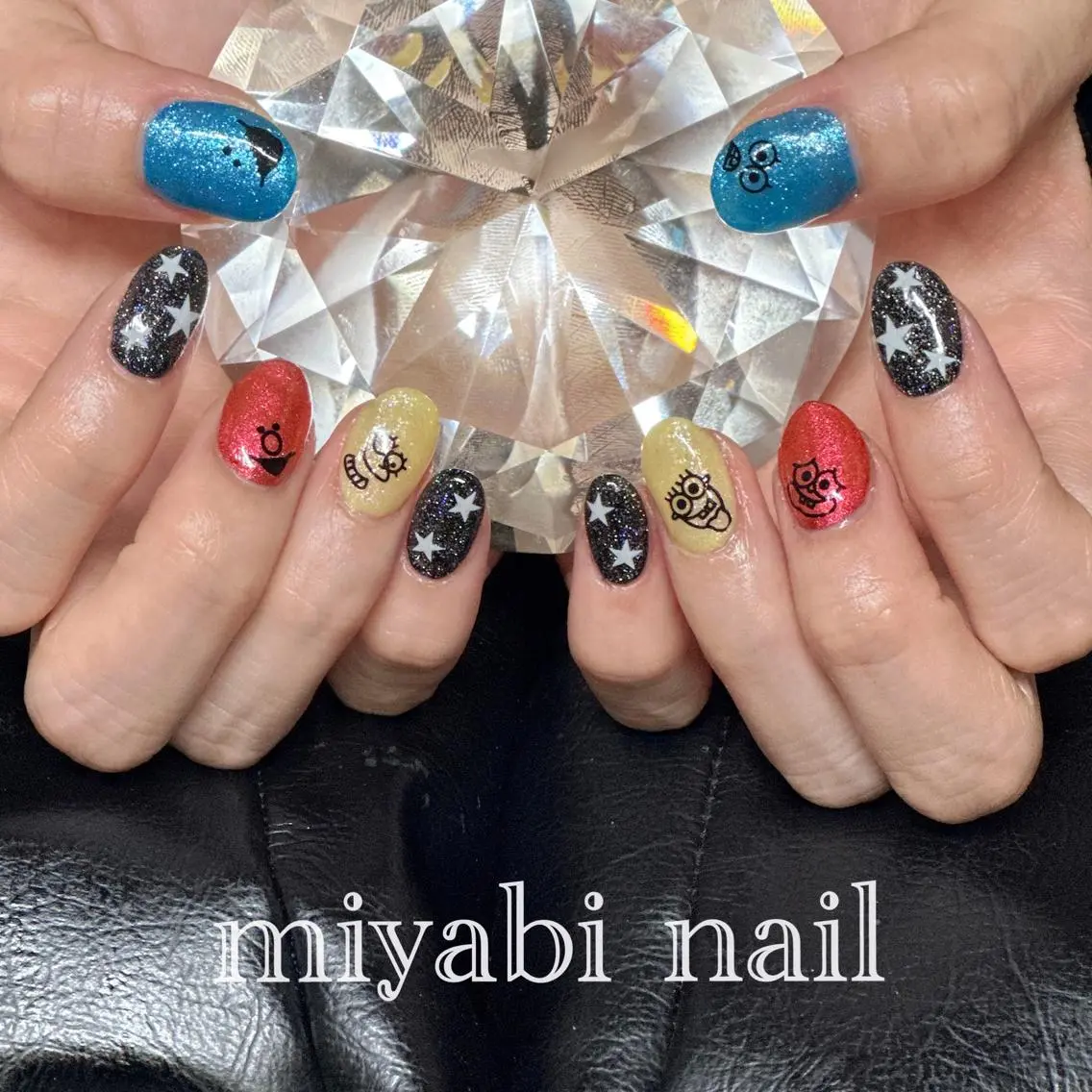 ネイル ジェルネイル ラメ(グリッター) 持ち込み 春ネイル ハンドネイル miyabi nail 桂川駅近くのネイルデザイン