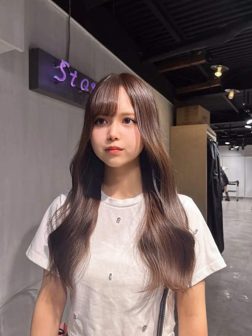 ロング 韓国風カラー 姫カット 韓国風ヘア レイヤーカット ワンホンレイヤー MEI🎀レイヤー 🎀韓国styleのヘアスタイル