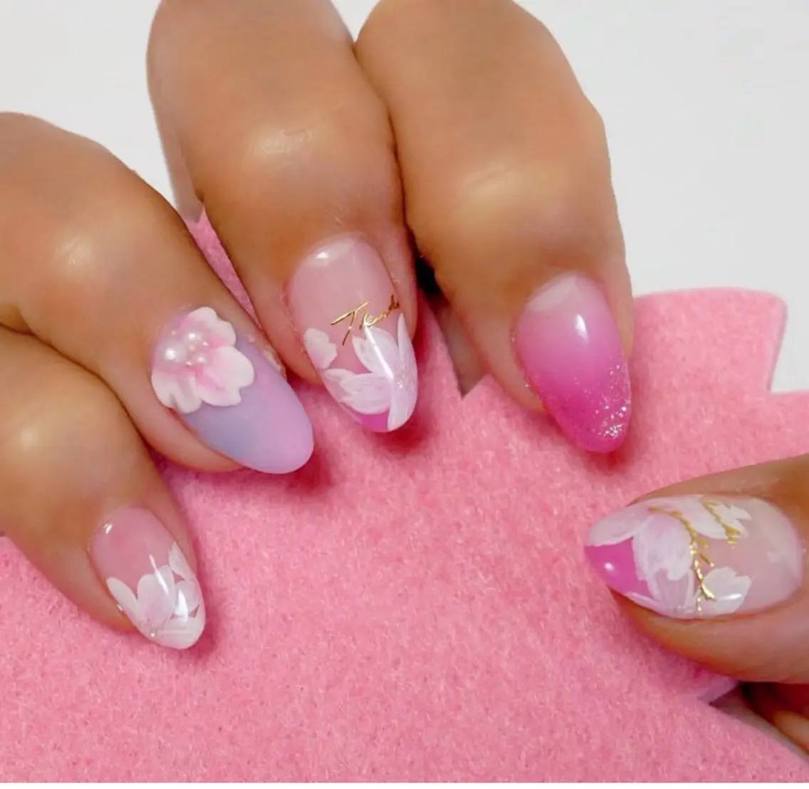 ネイル アートネイル 桜ネイル 入学式 卒業式 ピンク f'bloom L’ecrinのネイルデザイン