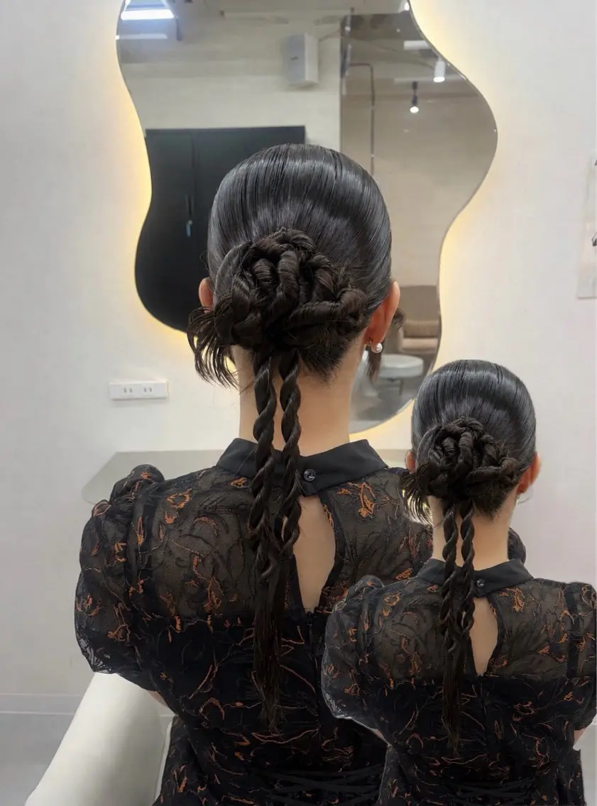 ロング カラー ヘアアレンジ デート 韓国風ヘア ヘアセット 🩶透明感カラー 池袋/mei🩶のヘアスタイル