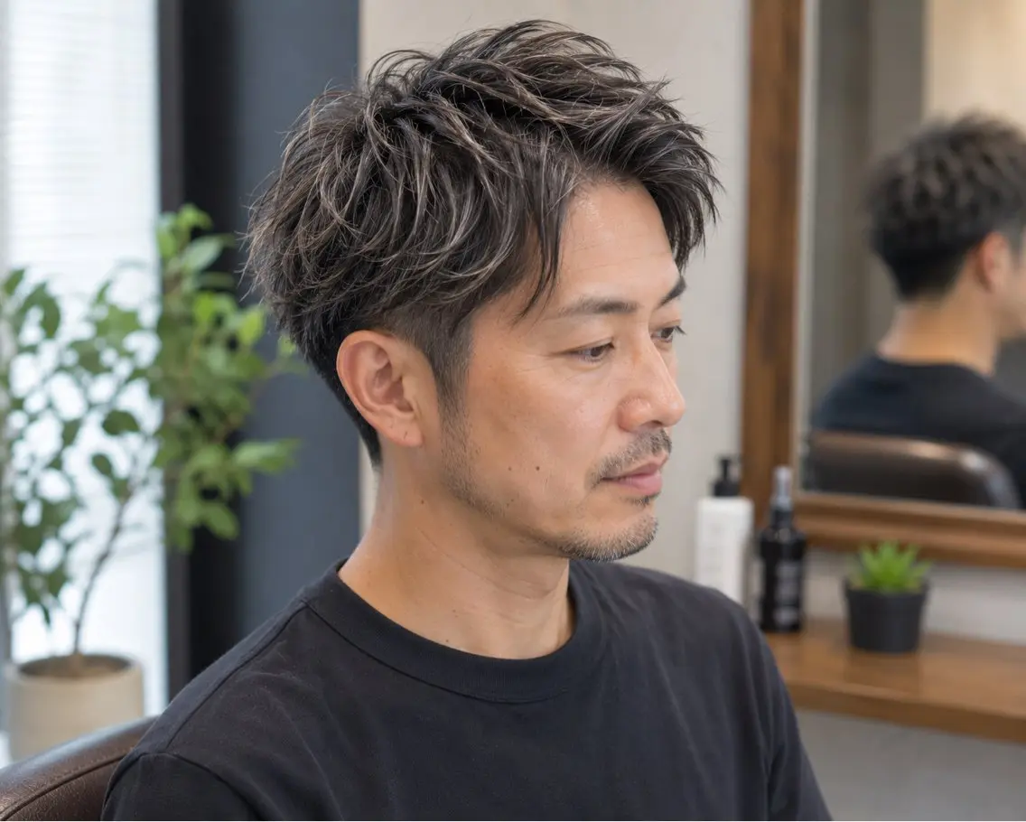 【大人メンズ人気No.1】白髪ぼかしハイライト+似合わせカットの写真
