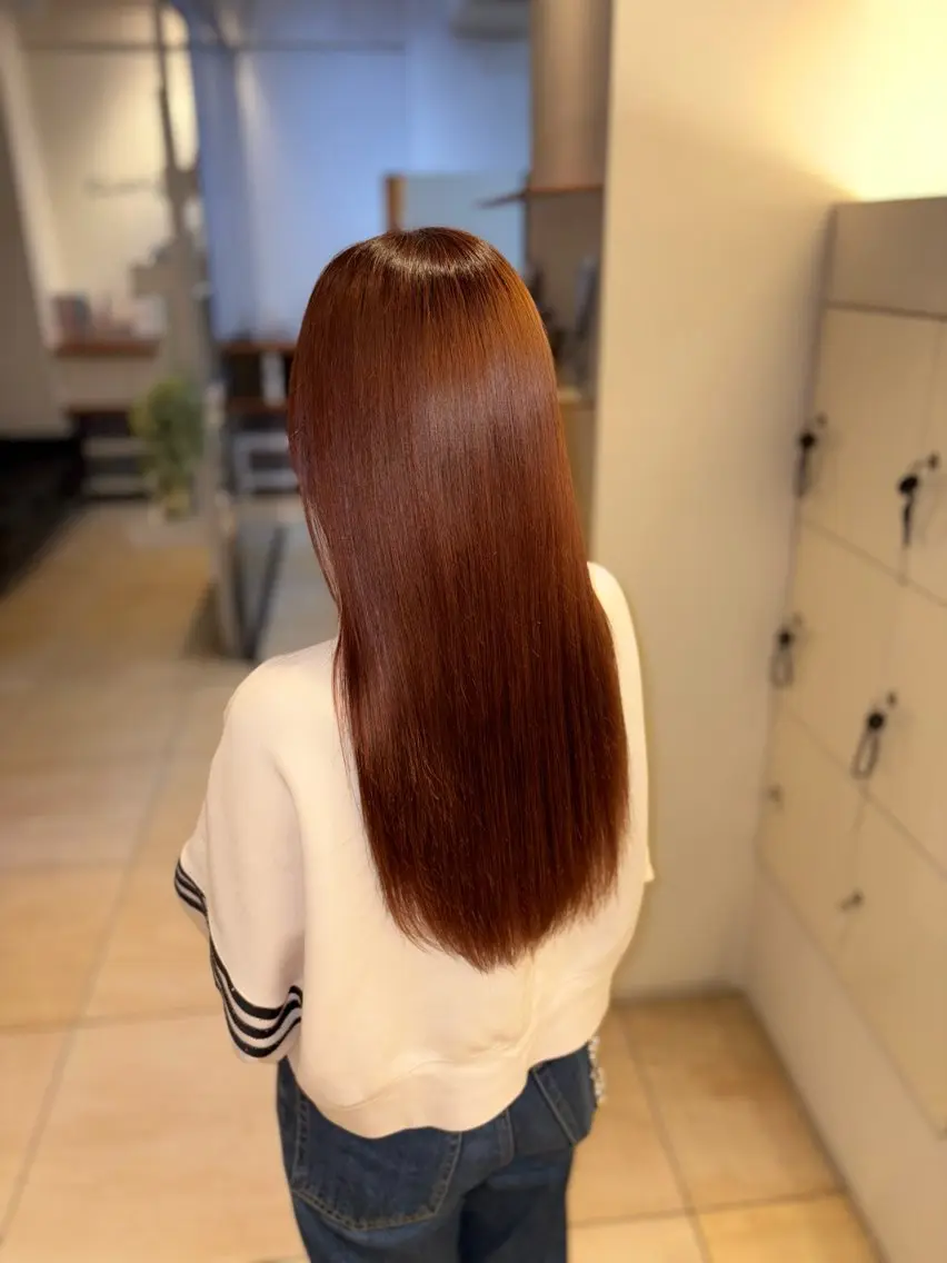 《🧸柔らかい印象の暖色カラー☕️》🤎ブリーチなしのワンカラー🤎の写真