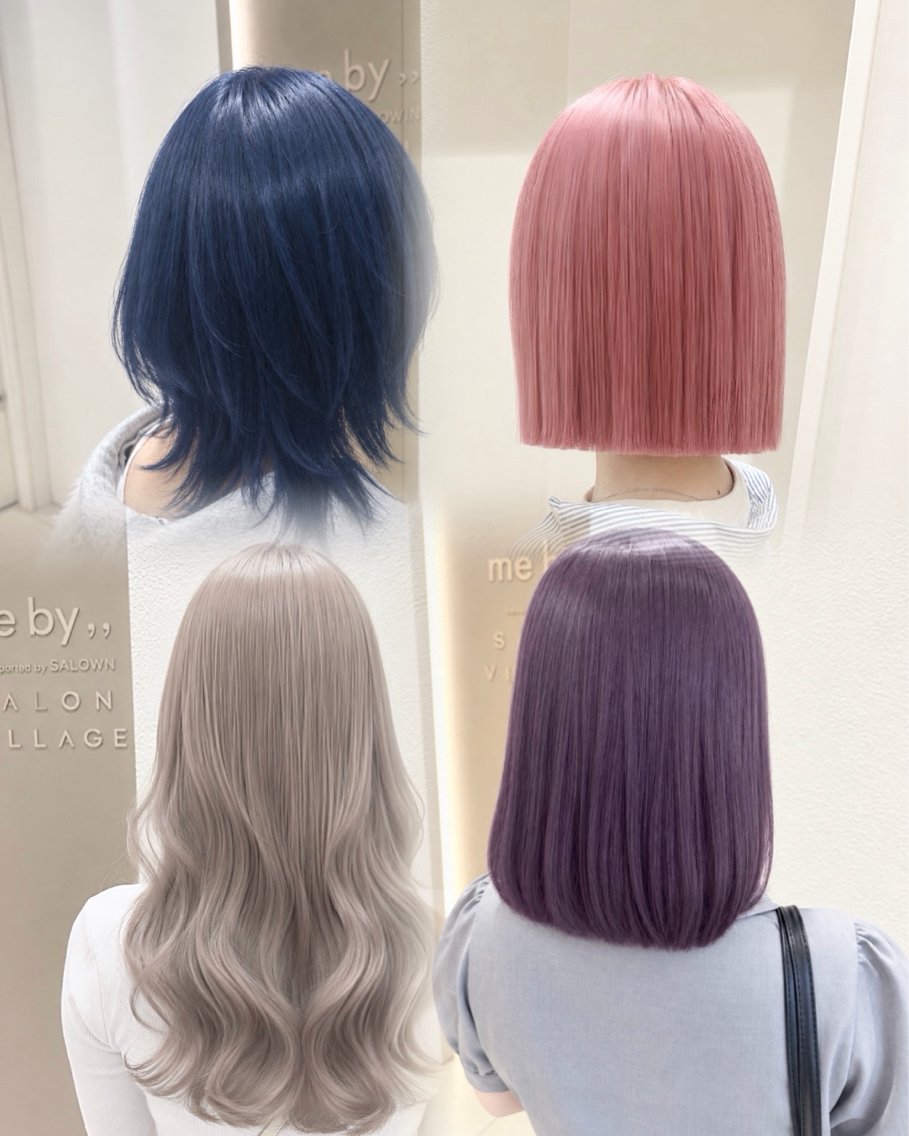 セミロング カラー ヘアアレンジ ヘアカラー トリートメント KURIAハイトーン /ピンクカラー/ボブのヘアスタイル