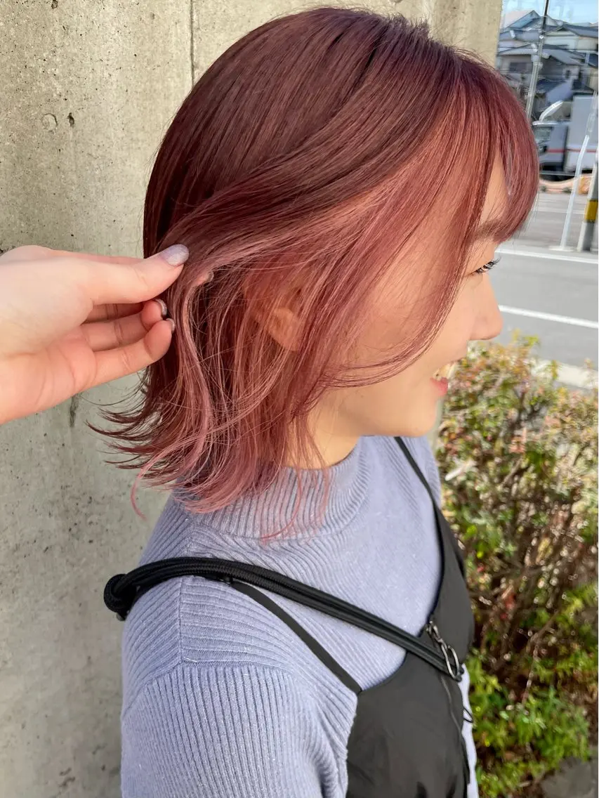 ミディアム 切りっぱなしボブ ボブ カット ヘアカラー 平田 華菜のヘアスタイル