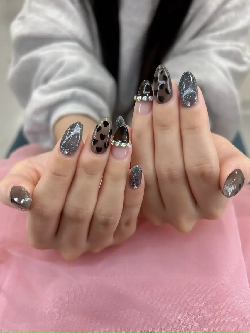 ネイル フラッシュネイル ハート 韓国ネイル ワンホンネイル ❀pom nail❀ aya.のネイルデザイン