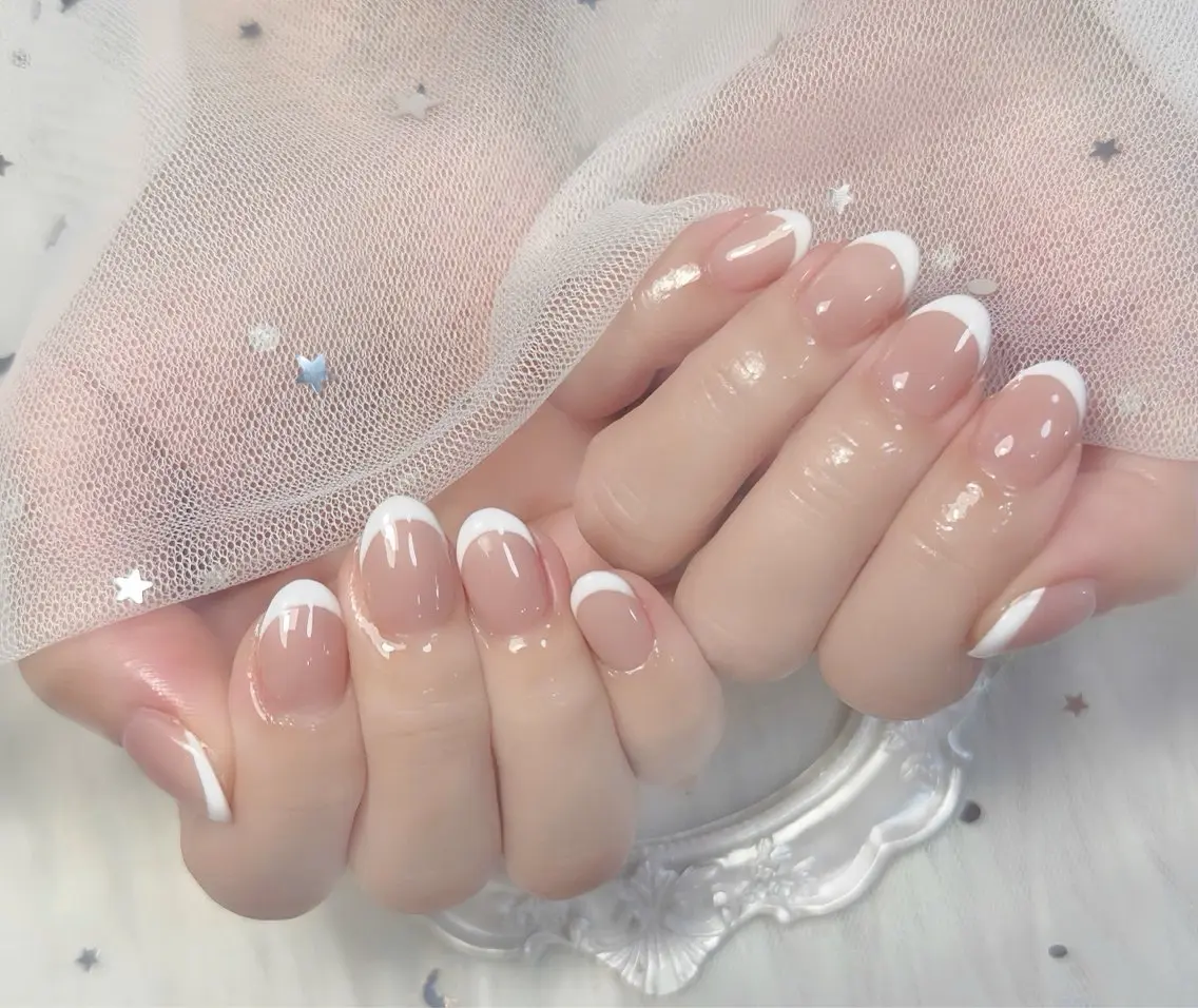 ネイル チークネイル 長さ出し フレンチネイル ジェルネイル グラデーション ハンドネイル THANHTHANH NAILのネイルデザイン