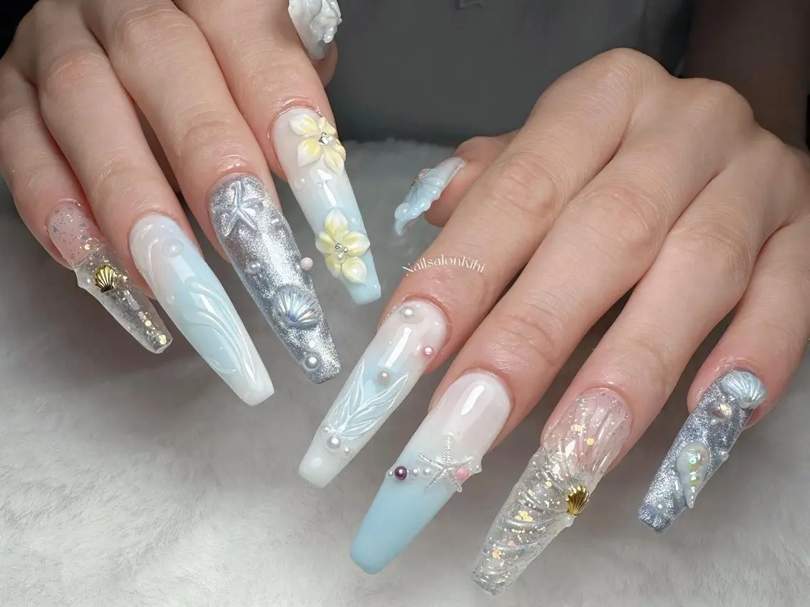 ネイル ハンドネイル ユリ🎀長さだし/ パラジェル/持ち込みのネイルデザイン