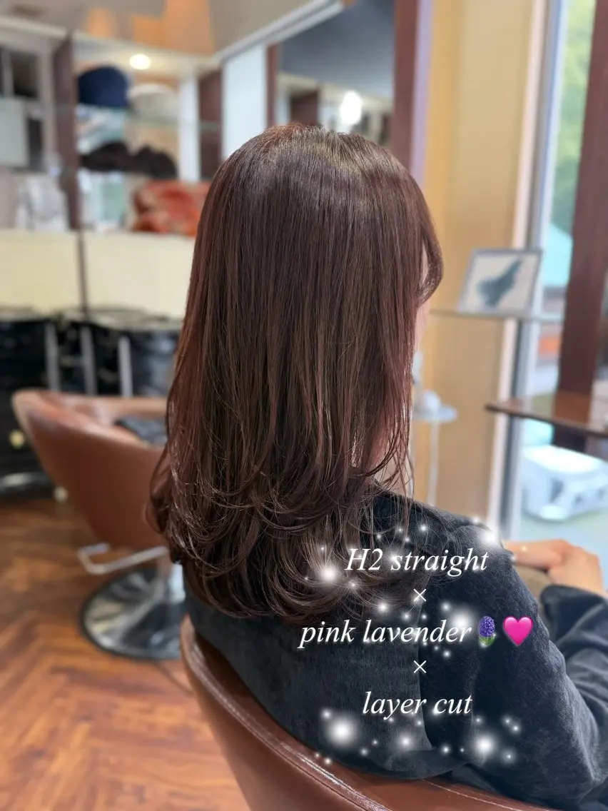 セミロング ピンクラベンダー レイヤーカット 縮毛矯正 カット ヘアカラー 縮毛矯正 尾崎 海璃のヘアスタイル