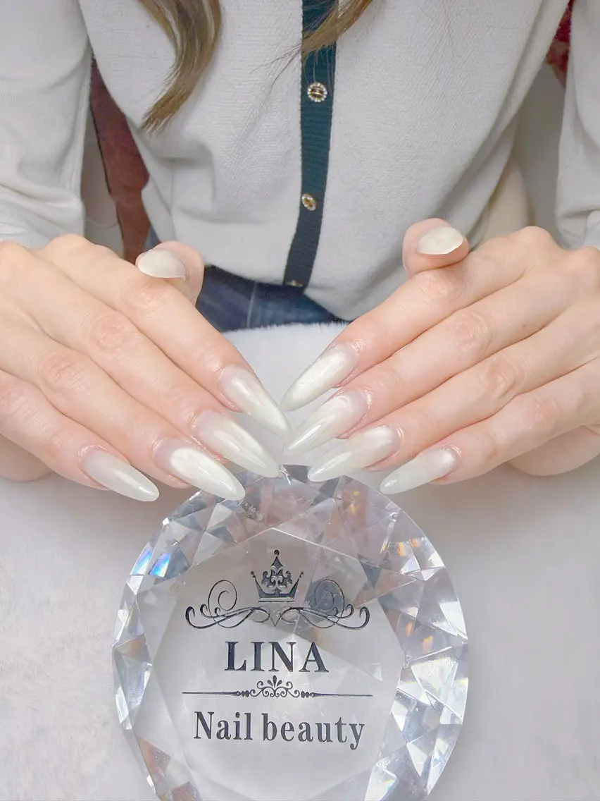 ネイル 氷ネイル・うるうるネイル キラキラネイル 韓国ネイル マグネットネイル ワンホンネイル Lina  nail beautyのネイルデザイン