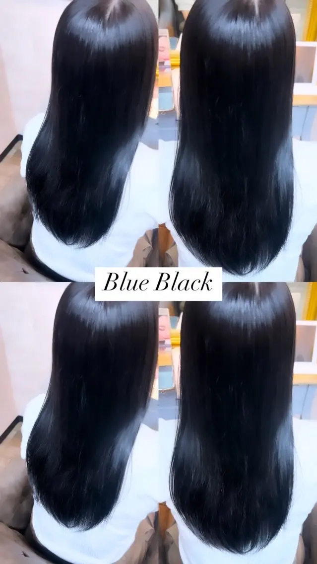 ロング カラー 黒髪 ブルーカラー ブルーブラック 透明感カラー 🌼髪質整形🧸 艶カラー🌼珠理のヘアスタイル