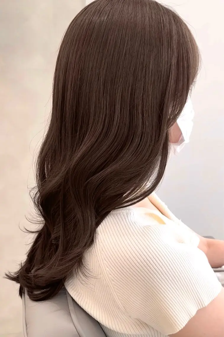セミロング カラー ブラウンカラー カット ヘアカラー トリートメント ヘッドスパ むく/顔周りカット/ ブリーチなしwカラーのヘアスタイル