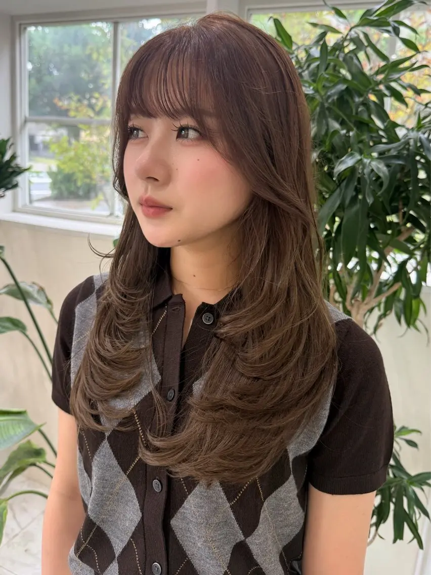 ロング カラー ベージュカラー カット ヘアカラー 透け感color/ SUZUKAのヘアスタイル