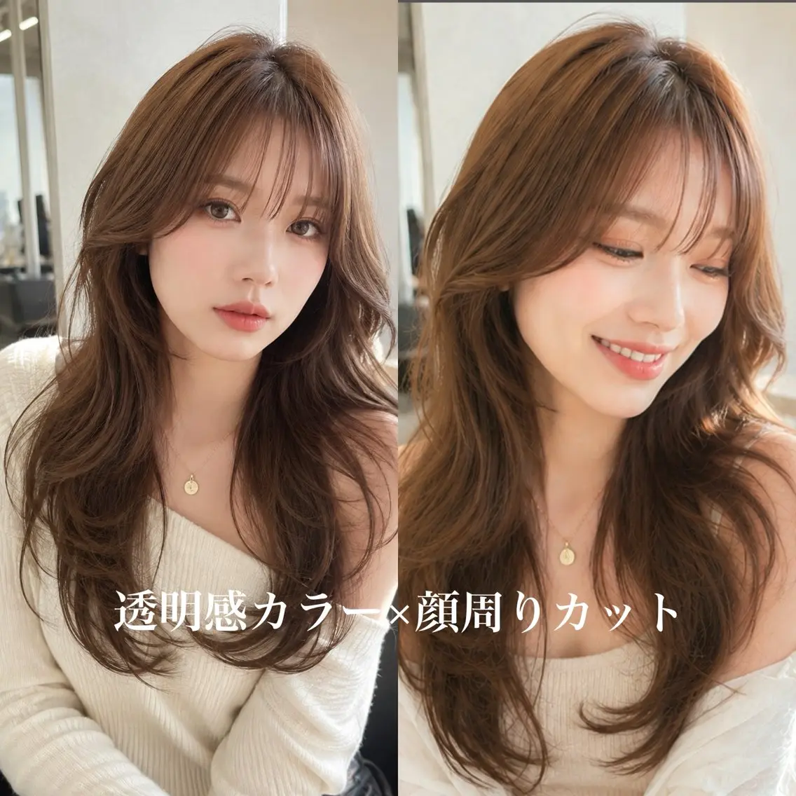 セミロング カラー ヘアカラー 透明感カラー×顔周り mizuki🫧のヘアスタイル