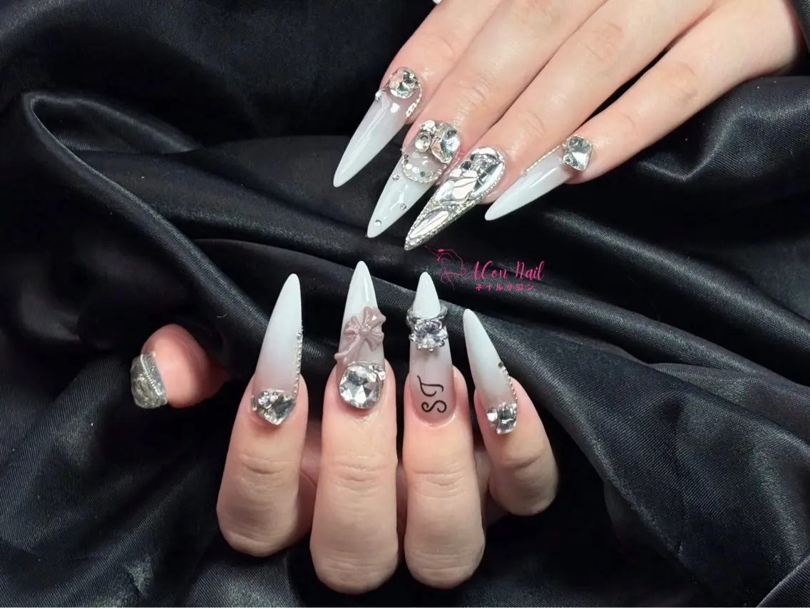 ネイル 桜ネイル 長さ出し フラワーネイル フレンチネイル ジェルネイル ハンドネイル ACon NailSalonのネイルデザイン