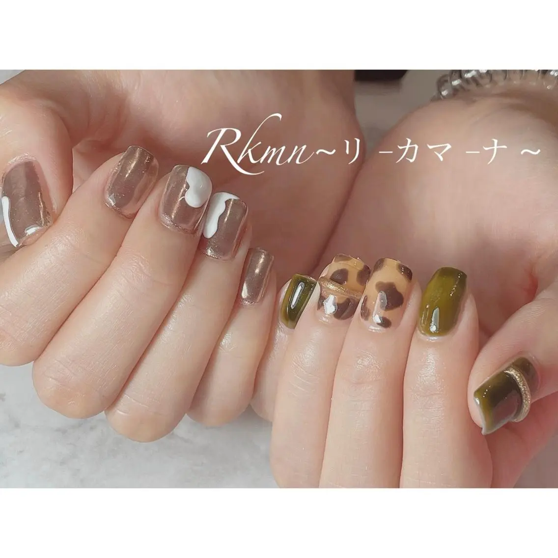 ネイル アートネイル ミラーネイル 春ネイル ハンドネイル フットネイル ハンドケア Rkmn ~リ-カマ-ナ~のネイルデザイン