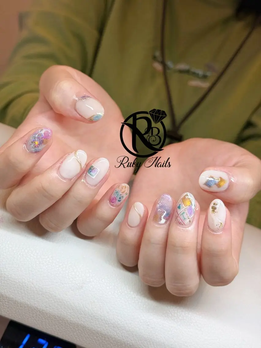 ネイル キラキラネイル 韓国ネイル マグネットネイル ニュアンスネイル 夏ネイル ハンドネイル RUBY Nail 日暮里店のネイルデザイン