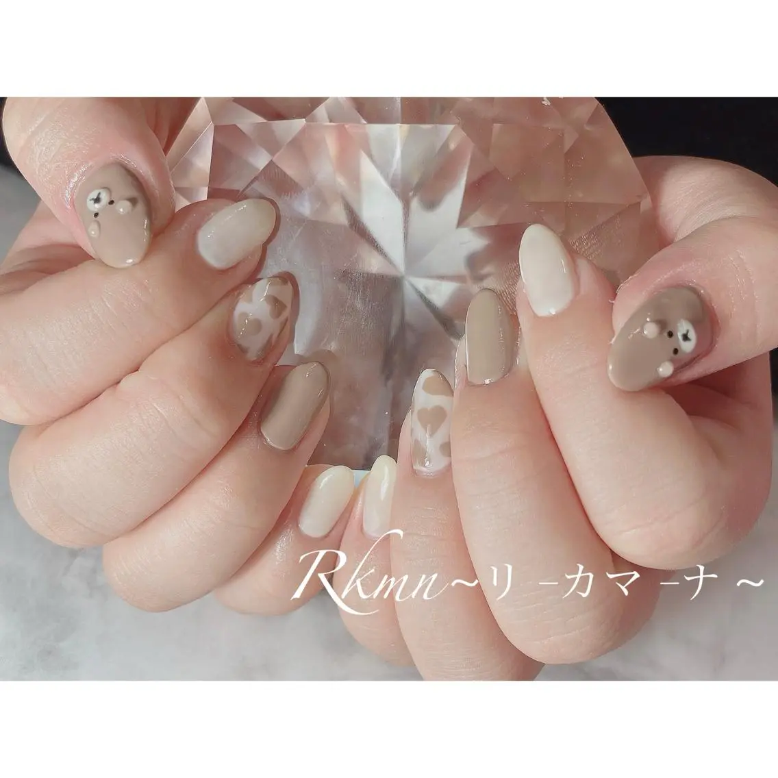 ネイル アートネイル ハート 春ネイル ホワイト ハンドネイル フットネイル ハンドケア Rkmn ~リ-カマ-ナ~のネイルデザイン