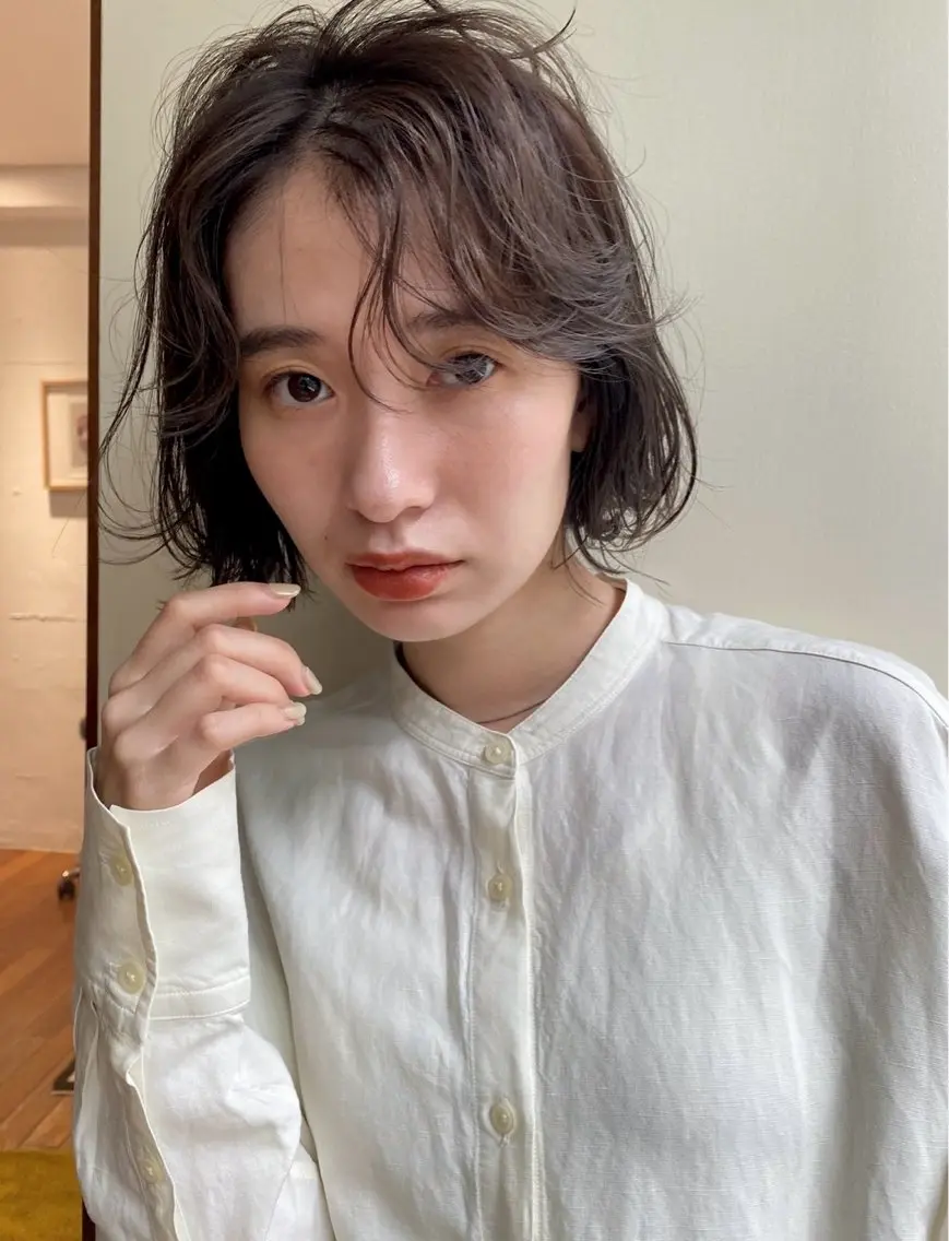 ミディアム パーマ 似合わせカット カット パーマ ヘッドスパ 似合わせ/オシャレ /ツヤ感🍃Renaのヘアスタイル