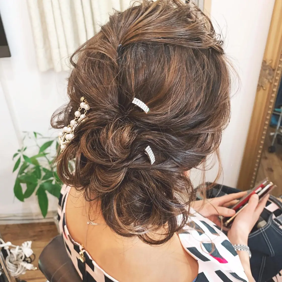 ミディアム カラー ヘアアレンジ カット ヘアカラー ヘアセット Aloa透明感ヘア ♡kanami♡のヘアスタイル